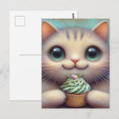 Katzenkuchen mit Catnip Cupcake Postkarte (Vorne/Hinten)