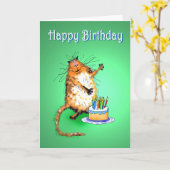 Katzenkuchen und Birthday-Kerzen, Spaß, Karte (Gelbe Blume)