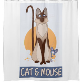 Katzenkuchen und Maus mit albernem Cartoon Duschvorhang