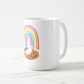 Katzenkühlung auf Pizza Regenbogen Kaffeetasse (VorderseiteRechts)