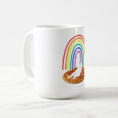 Katzenkühlung auf Pizza Regenbogen Kaffeetasse (Vorderseite Links)
