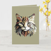 Katzenkunst-Design Grußkarte Karte (Gelbe Blume)