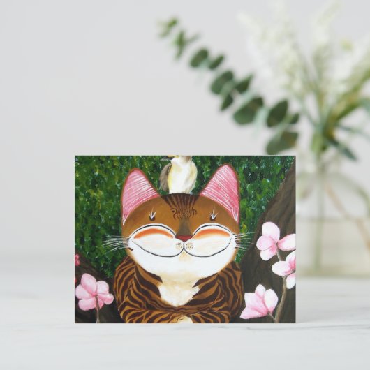 Katzenkunst - Holz (5 Elemente) Postkarte (Stehend Vorderseite)