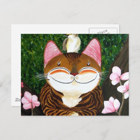 Katzenkunst - Holz (5 Elemente) Postkarte (Vorne/Hinten)