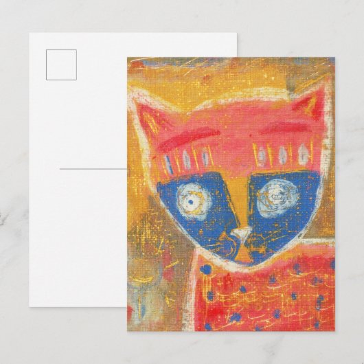 Katzenkunst primitiv postkarte (Vorne/Hinten)