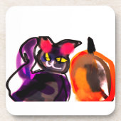 Katzenkürbis Getränkeuntersetzer (Vorderseite)