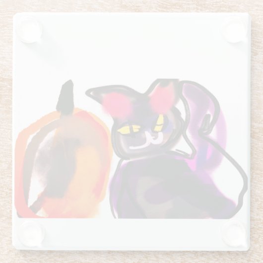 Katzenkürbis Glasuntersetzer (Rückseite)