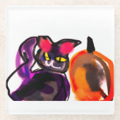 Katzenkürbis Glasuntersetzer (Vorderseite)