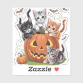 Katzenkürbis Halloween (90er Jahre), florale Spook Aufkleber (Blatt)