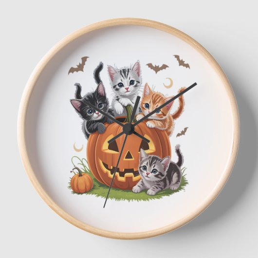 Katzenkürbis Halloween (90er Jahre), florale Spook Uhr (Vorderseite)