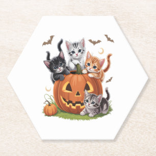 Katzenkürbis Halloween (90er Jahre), florale Spook Untersetzer