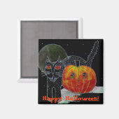 Katzenkürbis und Mond Magnet (Vorderseite/Rückseite)