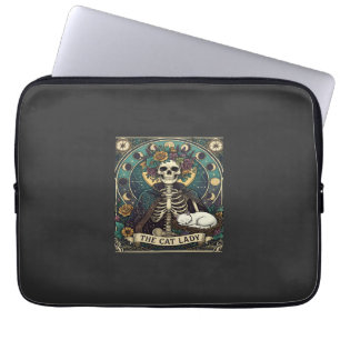 Katzenlady Halloween Skelett Blumen Mond Kompass Laptopschutzhülle