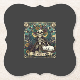 Katzenlady Halloween Skelett Blumen Mond Kompass Untersetzer