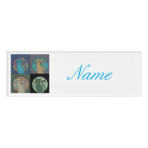 Katzenlady Mehrere Katzen Sitzen Thunder_Cove Namenschild