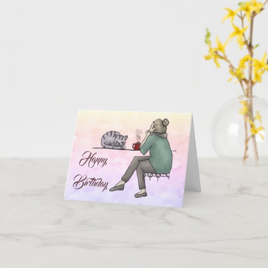 Katzenleben Karte (Gelbe Blume)