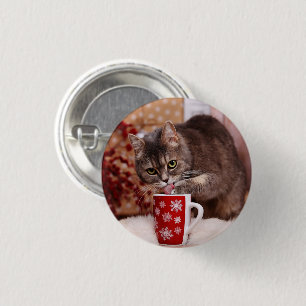Katzenleckerbäume getaucht in Weihnachten Tasse Ka Button