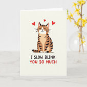 Katzenliebe Langsames Blinzeln Karte (Gelbe Blume)