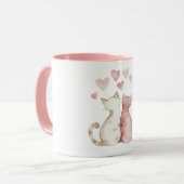 Katzenliebe rosa Herzen Tasse (Vorderseite Links)
