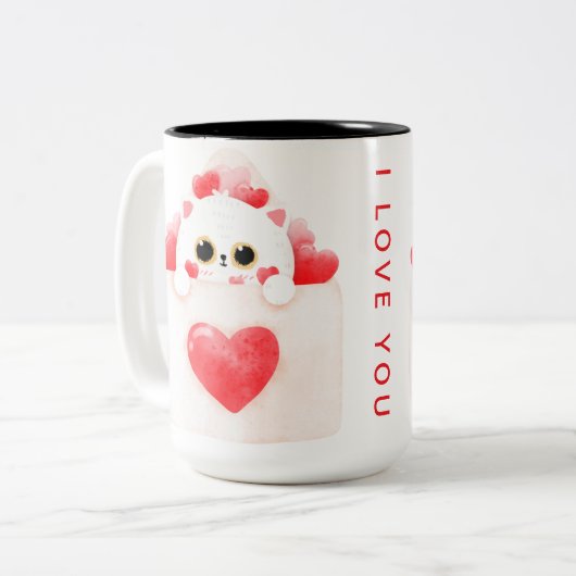 KatzenLiebe Zweifarbige Tasse (Vorderseite Links)