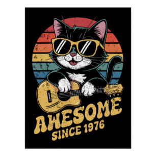Katzenliebhaber 1976 Geburtstag Retro 50. Geburtst Poster