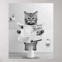 Katzenliebhaber Badezimmer Wandkunst, Schwarz-Weiß