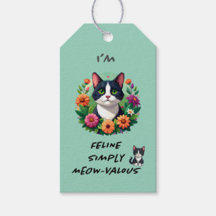 Katzenliebhaber floraler Smoking-Katze Geschenkanh Geschenkanhänger