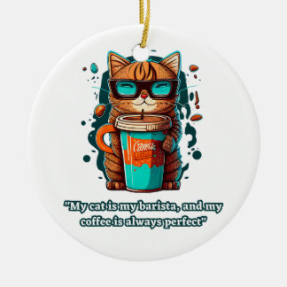 Katzenliebhaber Freund Barista Katzenkaffee Keramik Ornament