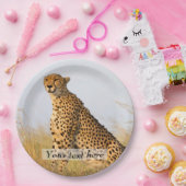 Katzenliebhaber Geparden Foto personalisiert Pappteller (Party)