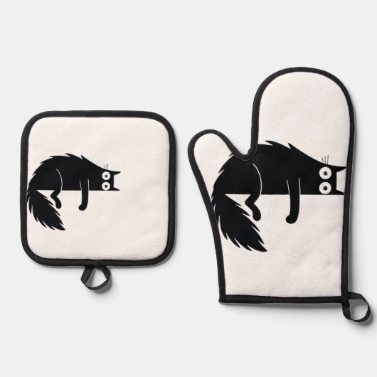 Katzenliebhaber Geschenk für Oven Mitt & Pot Holde Ofenhandschuh & Topflappen-Set (Vorderseite)