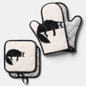 Katzenliebhaber Geschenk für Oven Mitt & Pot Holde Ofenhandschuh & Topflappen-Set (Vorderseite/Rückseite)