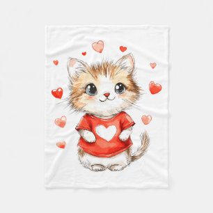 Katzenliebhaber Herz Mädchen Kätzchen Valentinstag Fleecedecke