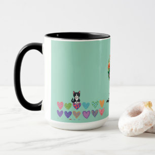 Katzenliebhaber Herzen und Blumen  Tasse