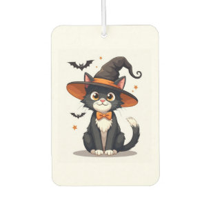 Katzenliebhaber Hexenhut auf Tuxedo-Katze Hallowee Autolufterfrischer