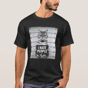 Katzenliebhaber Ich hasse Menschen Lustiger Introv T-Shirt