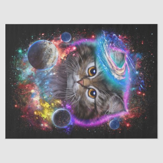 Katzenliebhaber| Katze im Galaxy-Weltraumkosmos Seidenpapier (Vorderseite)