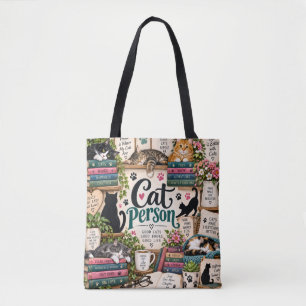Katzenliebhaber Katzenfan Bücher Tote Tasche