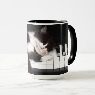Katzenliebhaber Klaviertasten Tasse