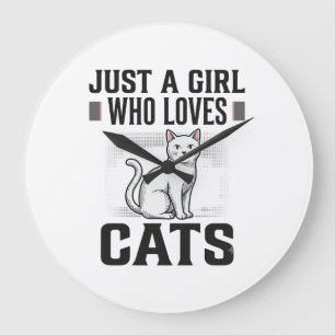 Katzenliebhaber Mädchen Vintage Gravur Shirt Desig Große Wanduhr