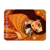 Katzenliebhaber-Mutter-Foto orange Magnet (Horizontal)