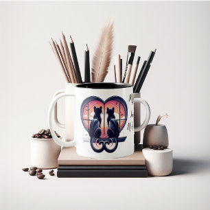Katzenliebhaber niedlich Valentine anpassen Zweifarbige Tasse