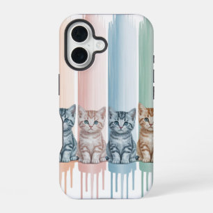 Katzenliebhaber — Pastell-Farbtropf-Kätzchen iPhone 16 Hülle