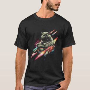 Katzenliebhaber Retro Raum Rakete Reisen SciFi Des T-Shirt