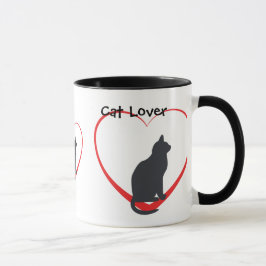 Katzenliebhaber, schwarze Katzen in den offenen Tasse