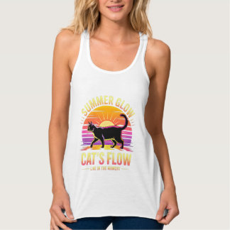 Katzenliebhaber Sommerfreude: Sonnenuntergang Katz Tank Top