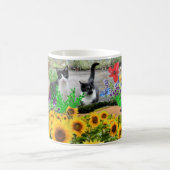 Katzenliebhaber/Sonnenblumen und Felsen Kaffeetasse (Mittel)