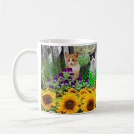Katzenliebhaber/Sonnenblumen und Felsen Kaffeetasse