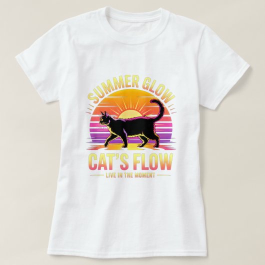 Katzenliebhaber Strahlender Sommer Retro Sonnenunt T-Shirt (Design vorne)