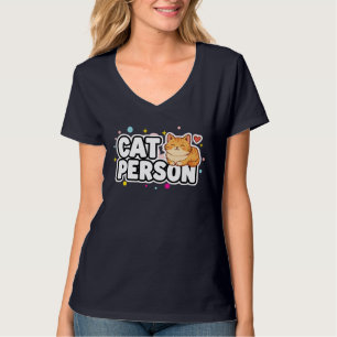 Katzenliebhaber Süße Rötliche Katze V-Ausschnitt D T-Shirt