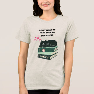 Katzenliebhaber-T-Shirt, Bücherlesen-Shirt, Katzen Tri-Blend Shirt